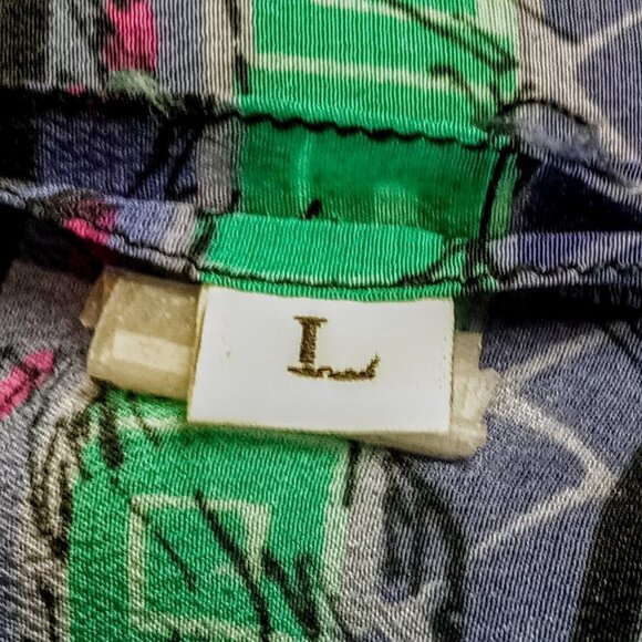 Multicolor Abstract Print Silk Short Sleeve Top - Picture 4 of 4